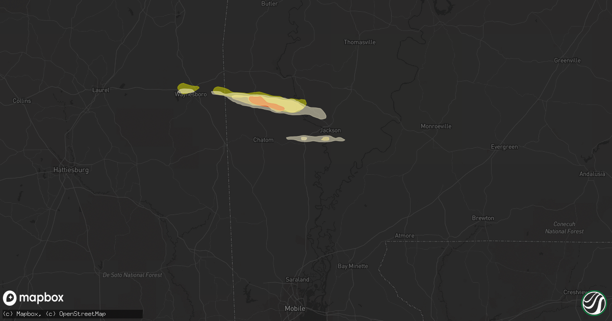 Hail map in Wagarville, AL on March 22, 2015