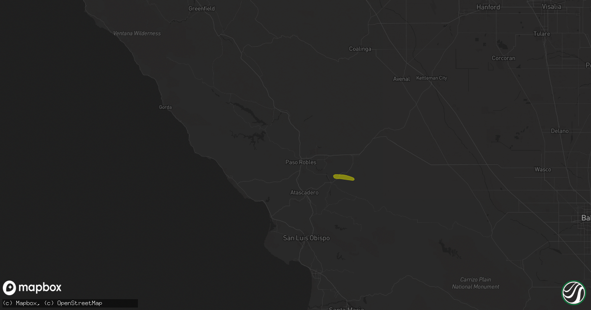 Hail map in Paso Robles, CA on March 22, 2017