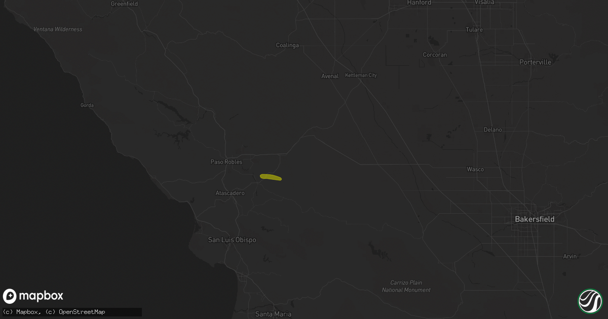 Hail map in Shandon, CA on March 22, 2017