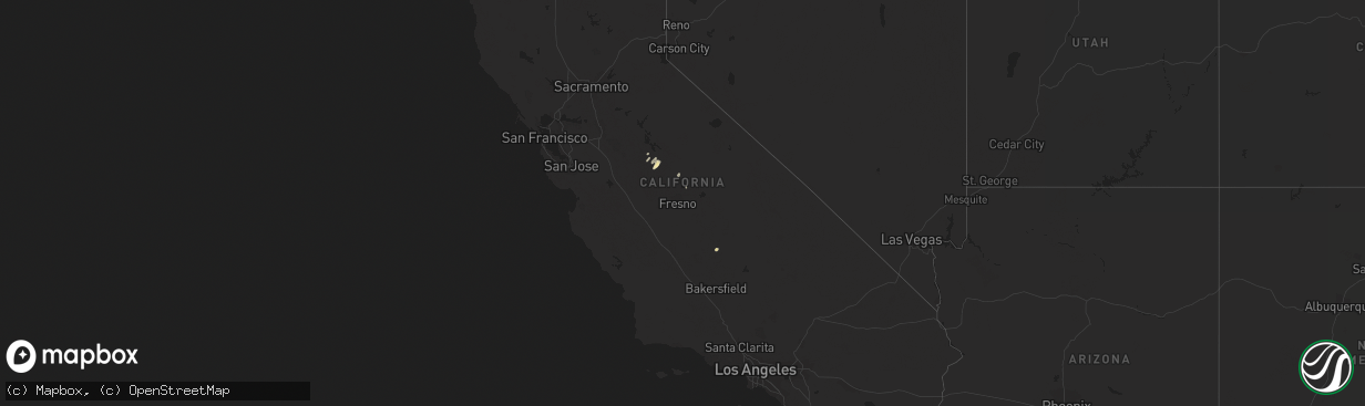 Hail map in California on March 22, 2018