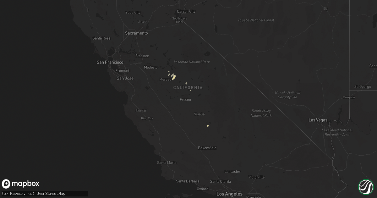 Hail map in California on March 22, 2018