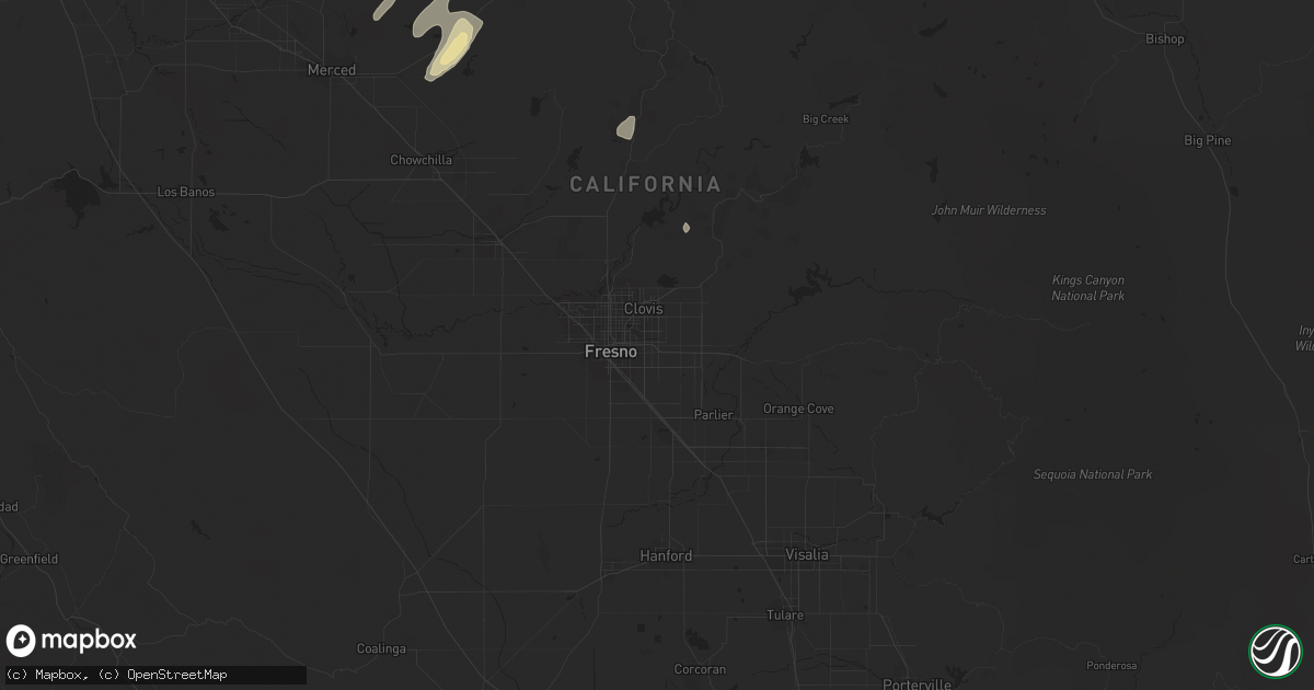 Hail map in Merced, CA on March 22, 2018