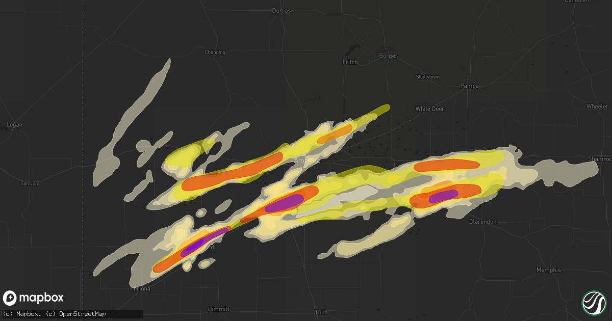 Hail map in Amarillo, TX on March 22, 2019