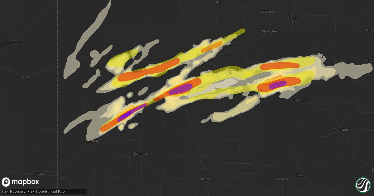 Hail map in Canyon, TX on March 22, 2019