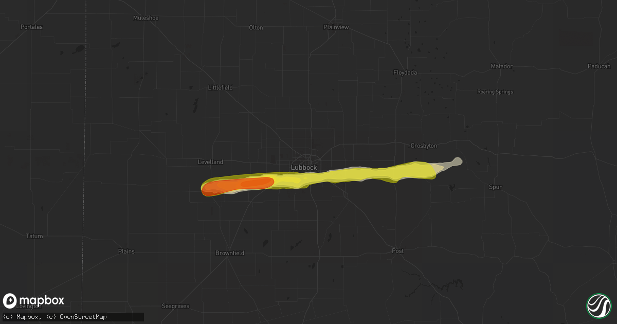 Hail map in Lubbock, TX on March 22, 2019