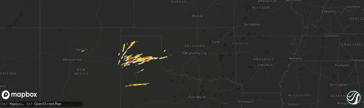 Hail map in Oklahoma on March 22, 2019