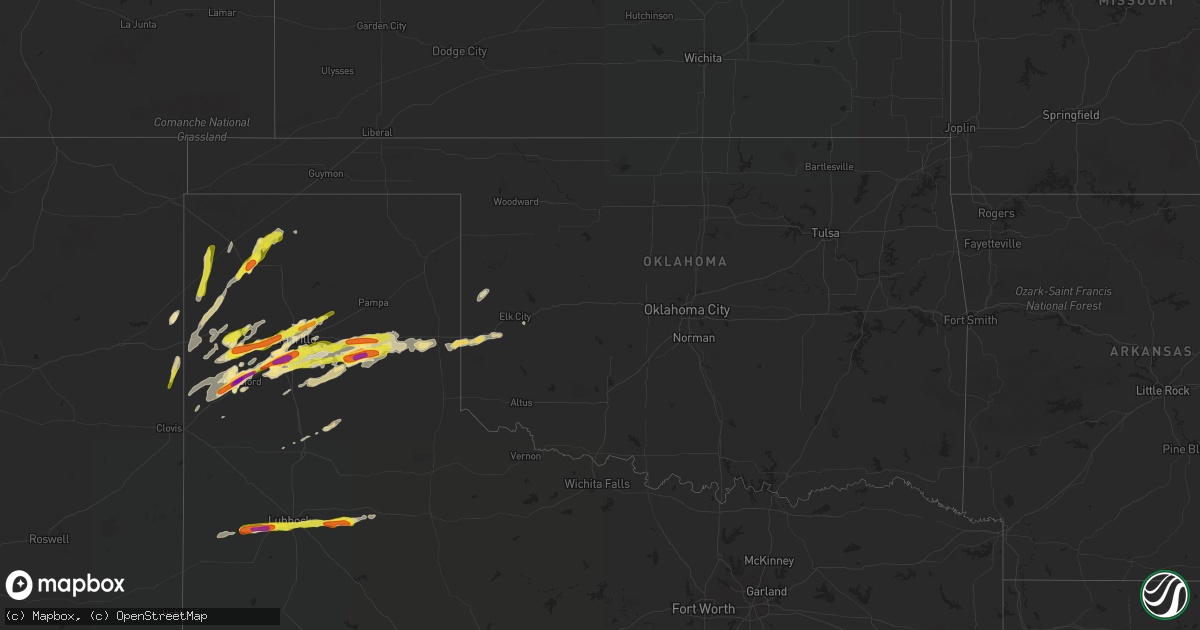 Hail map in Oklahoma on March 22, 2019