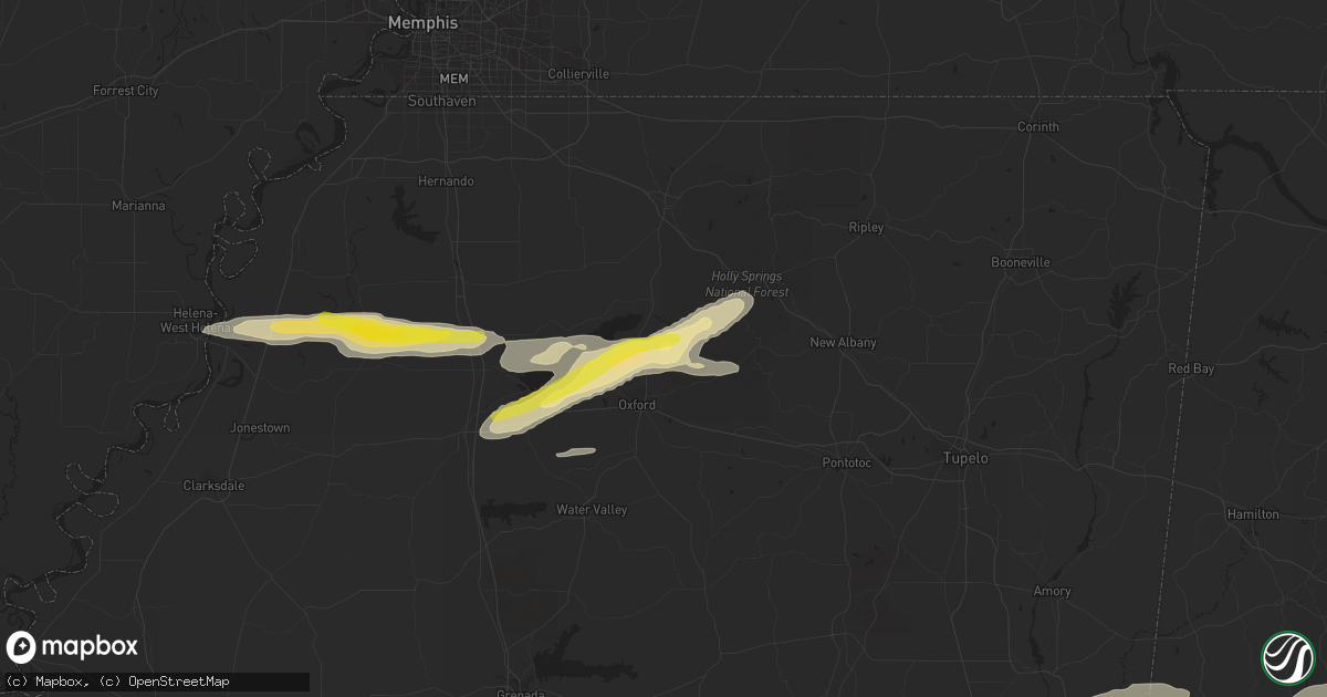 Hail map in Abbeville, MS on March 22, 2020
