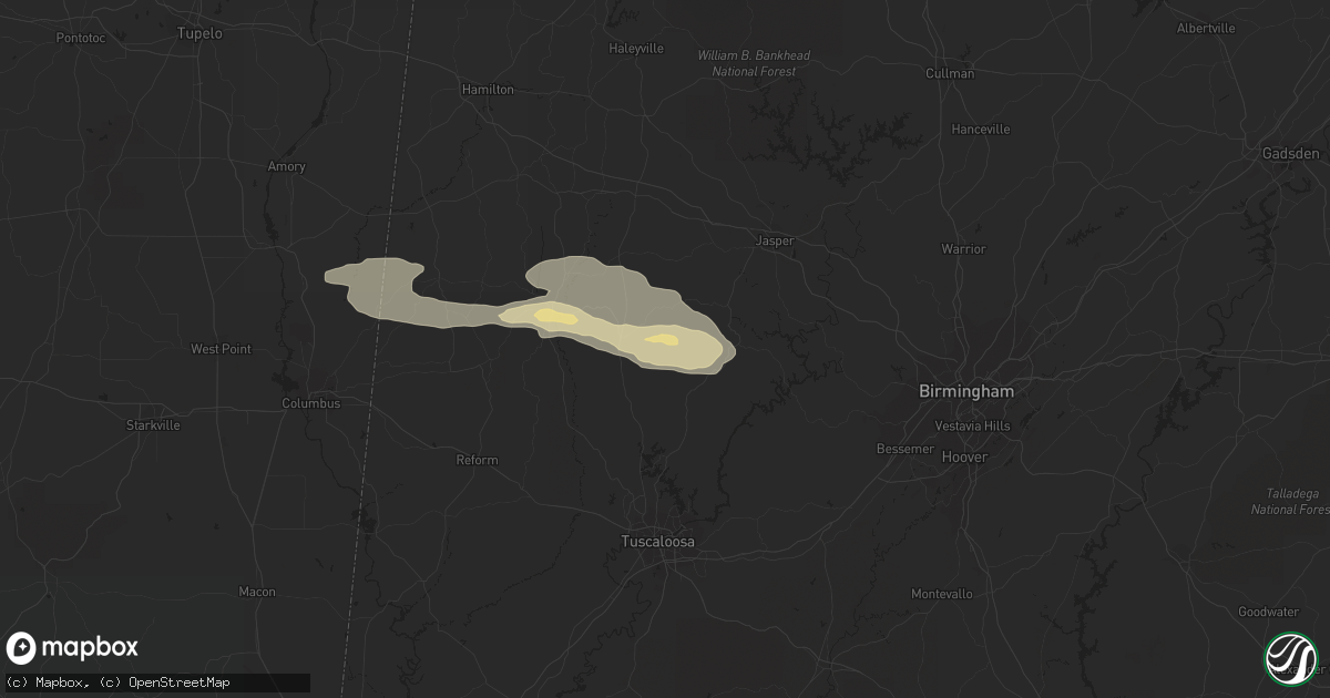 Hail map in Berry, AL on March 22, 2020