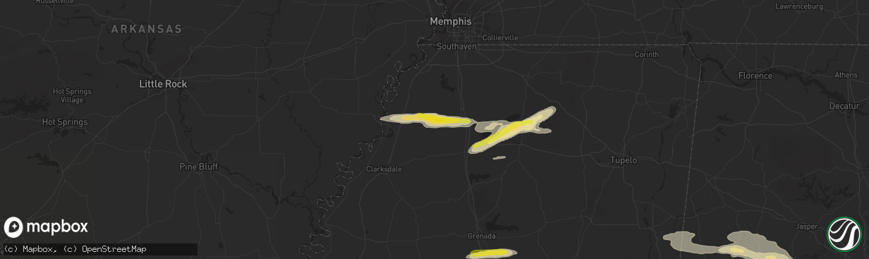 Hail map in Crenshaw, MS on March 22, 2020