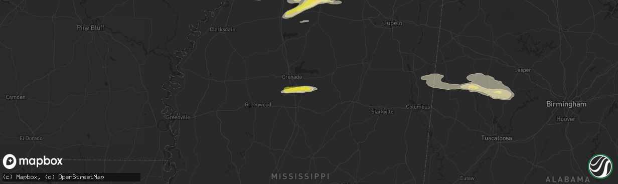 Hail map in Duck Hill, MS on March 22, 2020