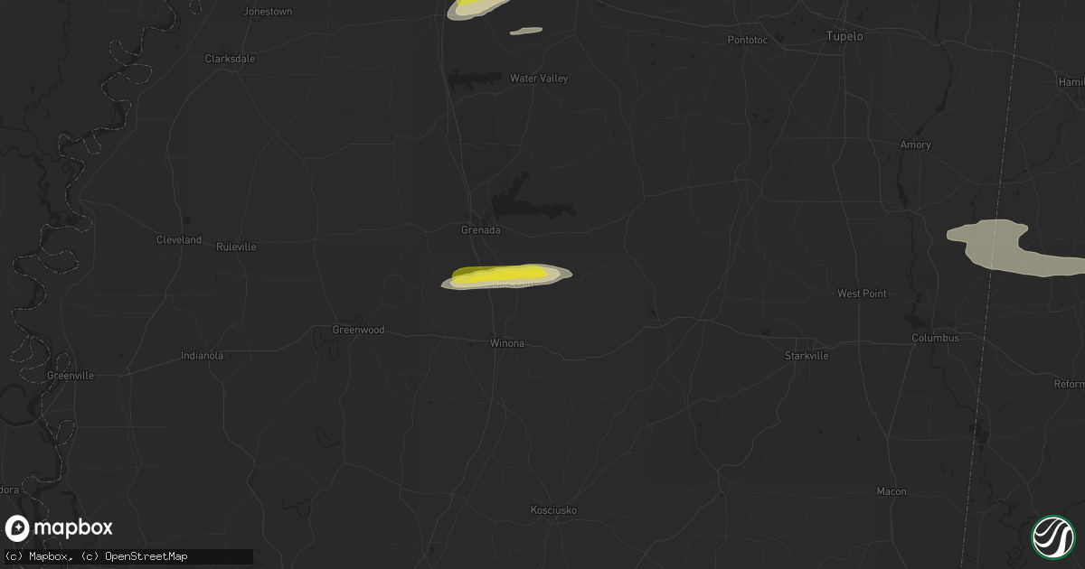 Hail map in Duck Hill, MS on March 22, 2020