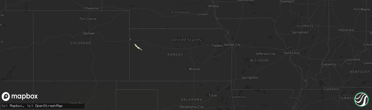 Hail map in Kansas on March 22, 2020