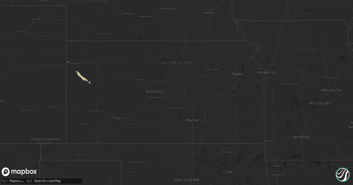 Hail map in Kansas on March 22, 2020
