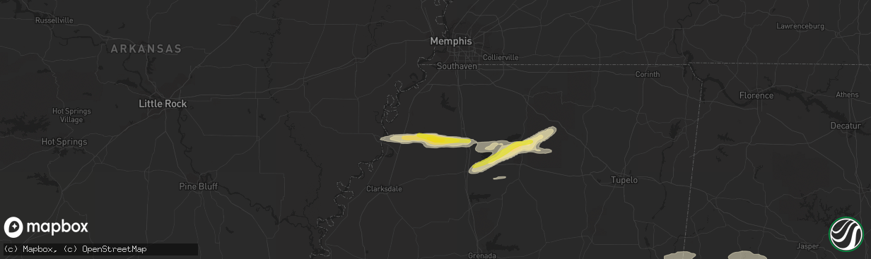 Hail map in Sarah, MS on March 22, 2020