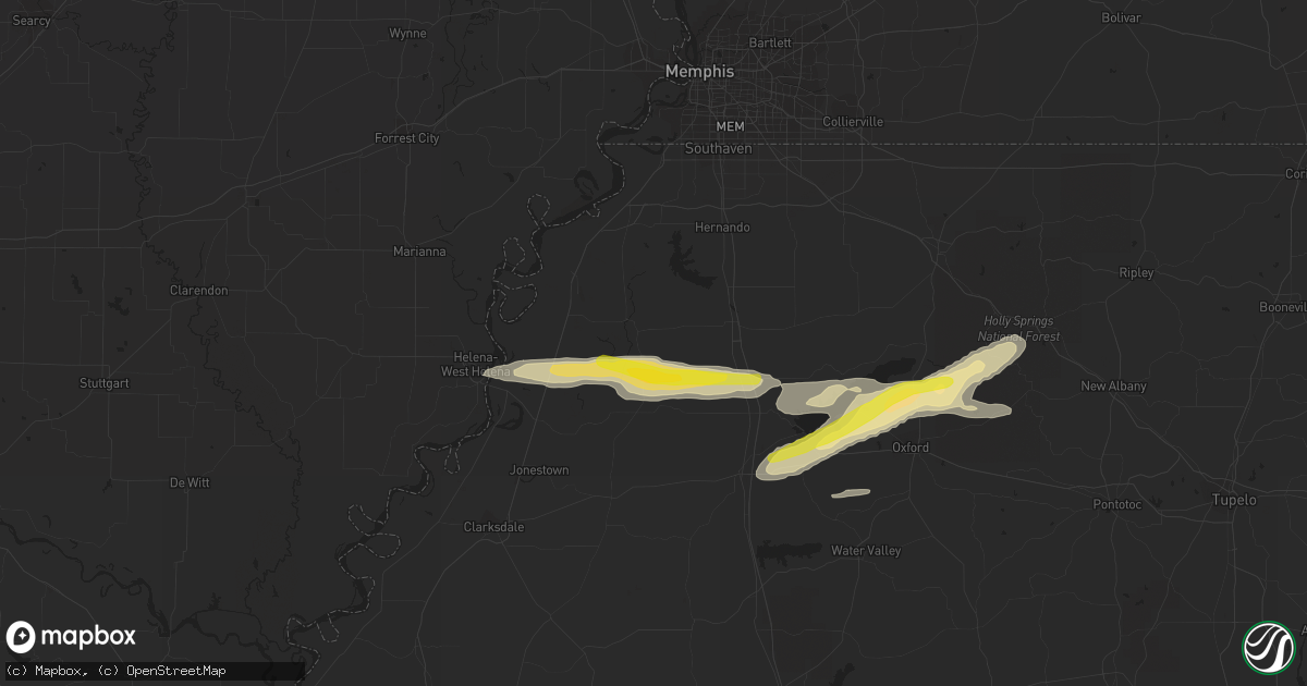 Hail map in Sarah, MS on March 22, 2020