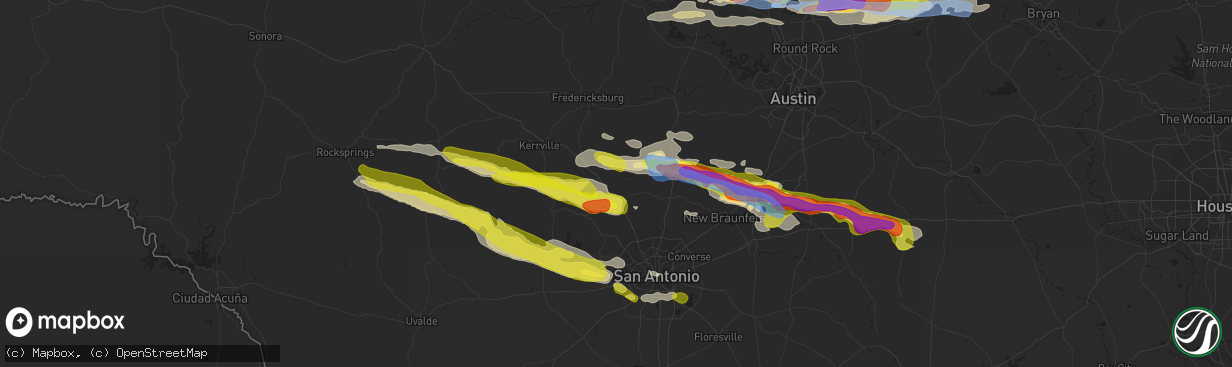 Hail map in Boerne, TX on March 22, 2021