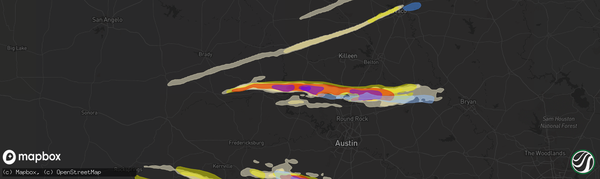 Hail map in Burnet, TX on March 22, 2021