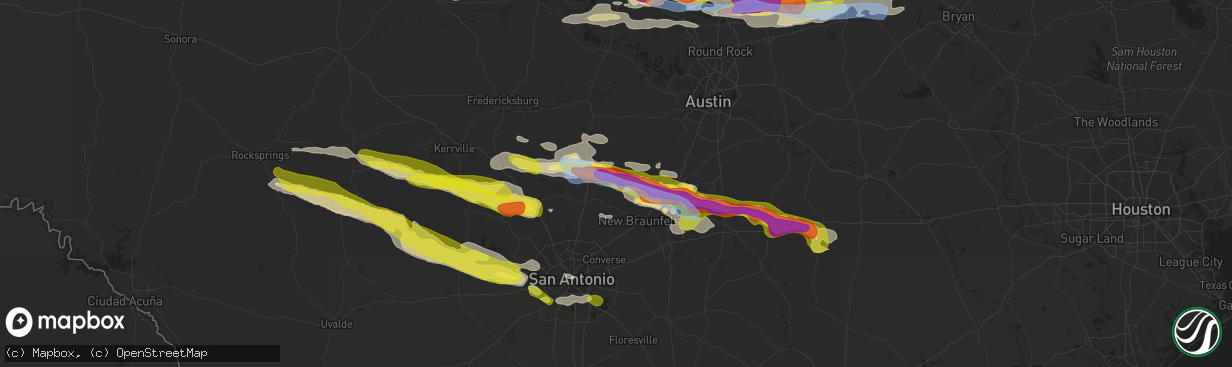 Hail map in Canyon Lake, TX on March 22, 2021