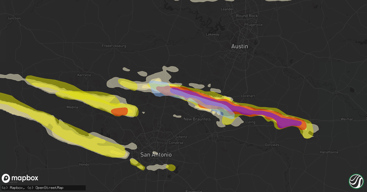 Hail map in Canyon Lake, TX on March 22, 2021
