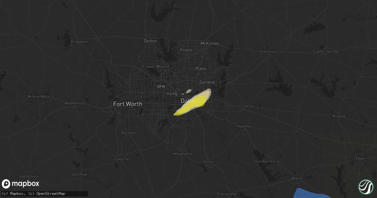 Hail map in Dallas, TX on March 22, 2021