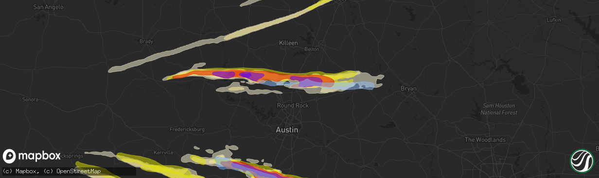 Hail map in Georgetown, TX on March 22, 2021