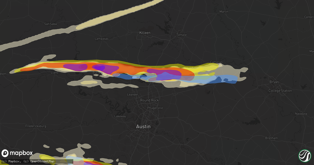 Hail map in Georgetown, TX on March 22, 2021