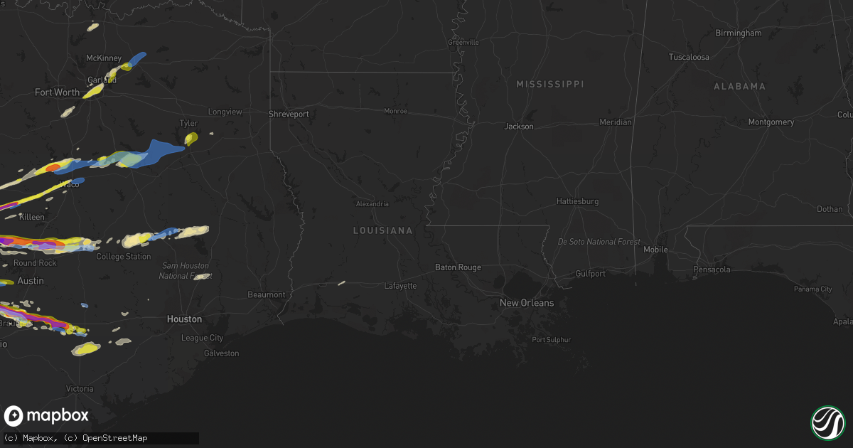 Hail map in Louisiana on March 22, 2021