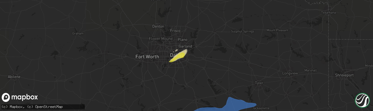 Hail map in Mesquite, TX on March 22, 2021