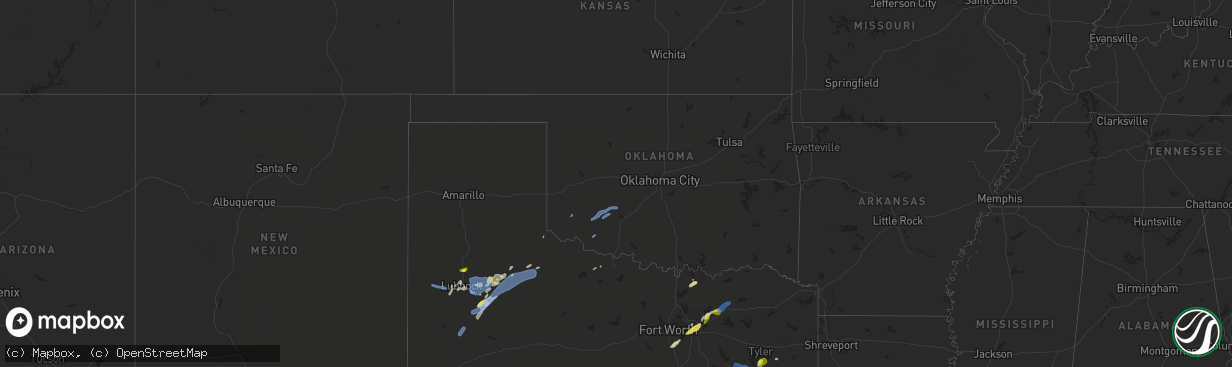 Hail map in Oklahoma on March 22, 2021