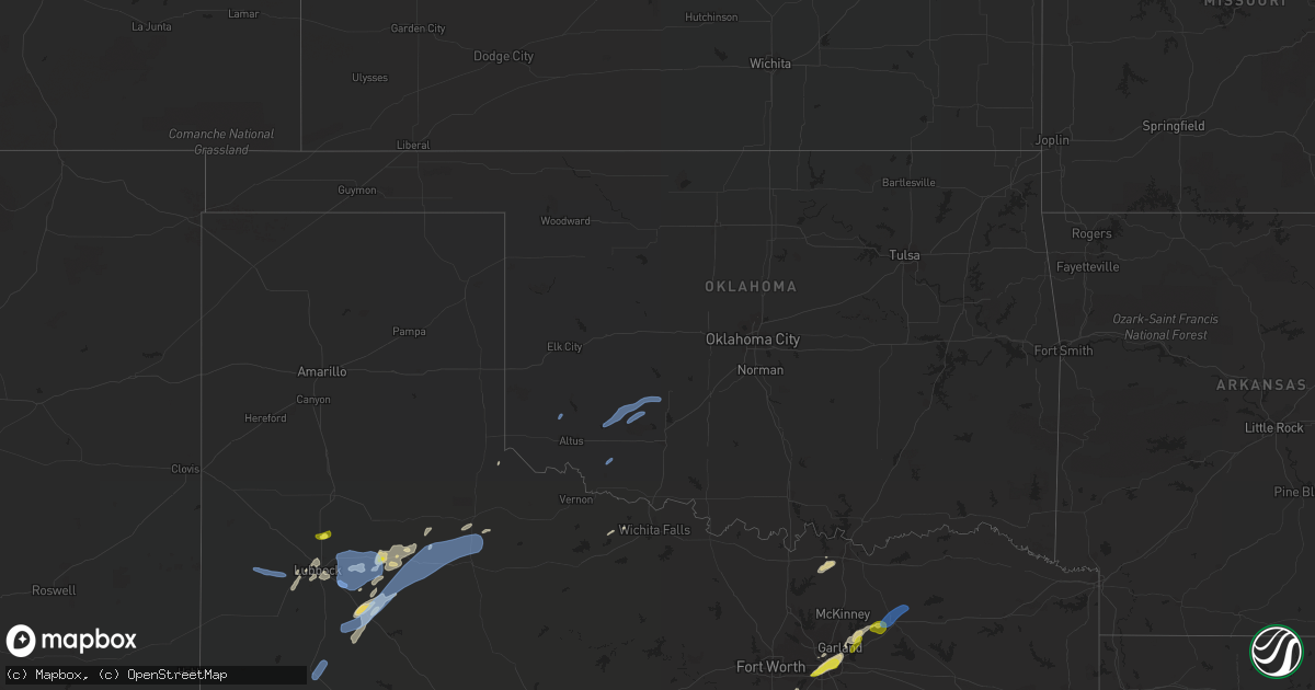 Hail map in Oklahoma on March 22, 2021