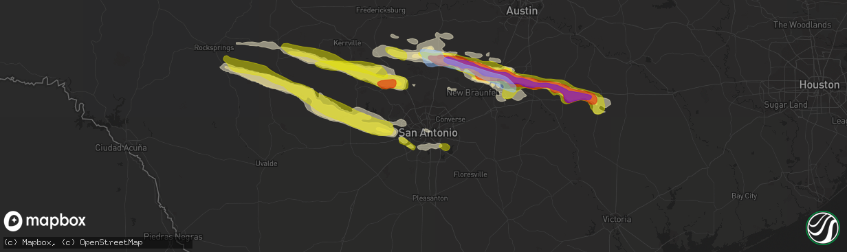 Hail map in San Antonio, TX on March 22, 2021