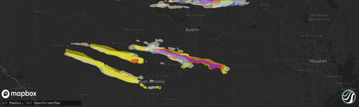 Hail map in San Marcos, TX on March 22, 2021