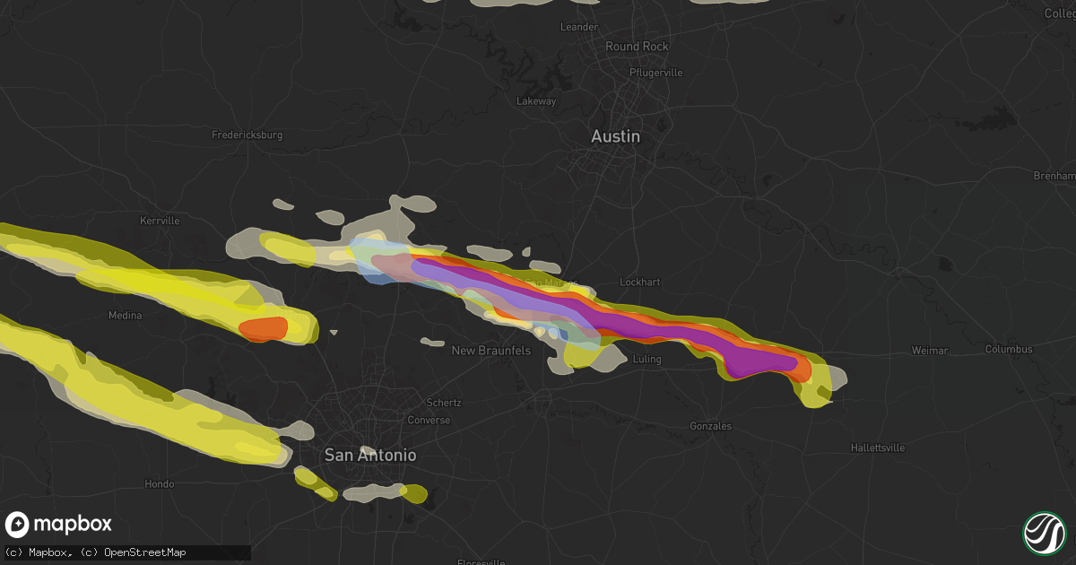 Hail map in San Marcos, TX on March 22, 2021
