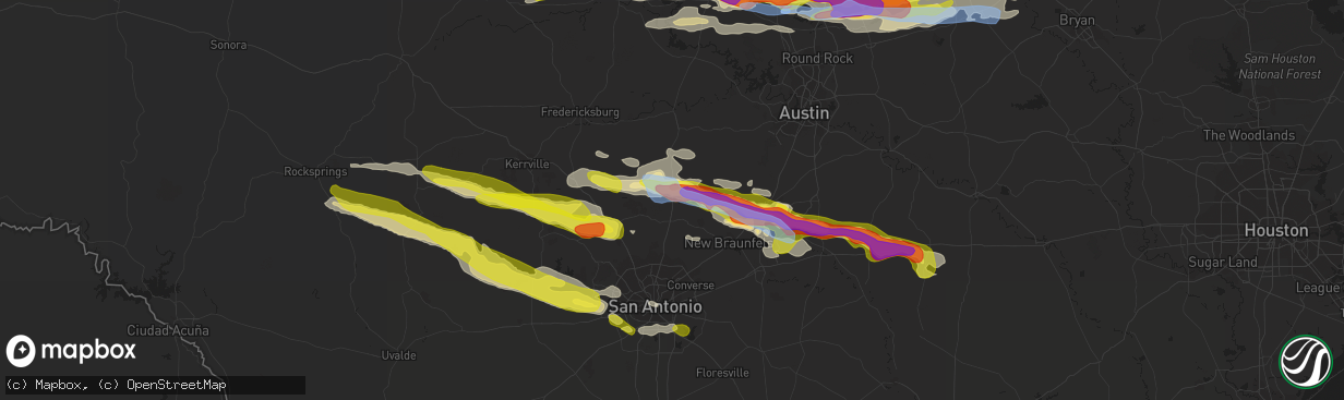 Hail map in Spring Branch, TX on March 22, 2021