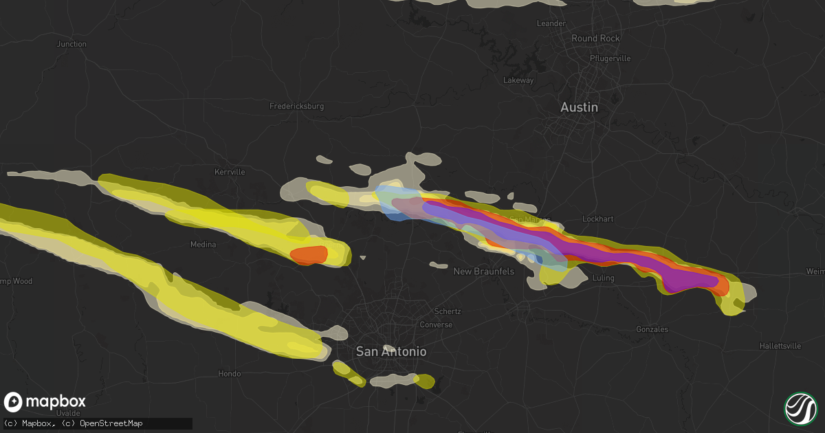 Hail map in Spring Branch, TX on March 22, 2021