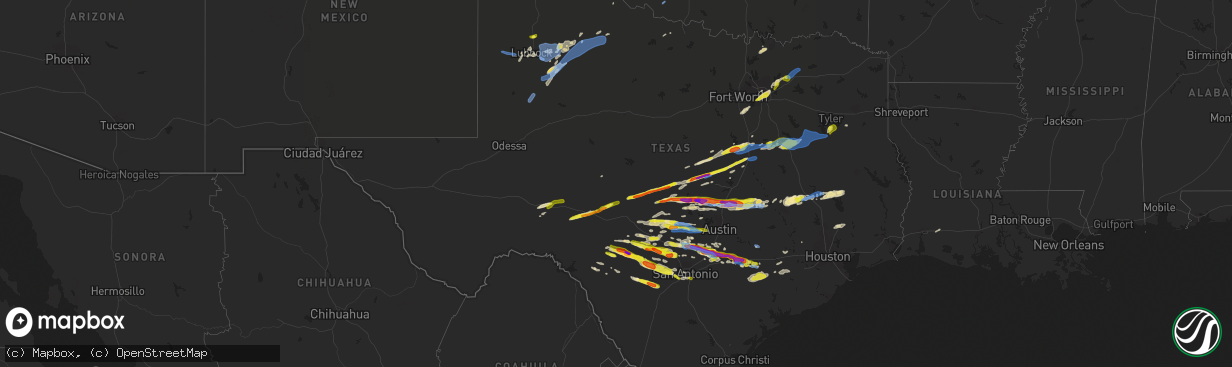 Hail map in Texas on March 22, 2021