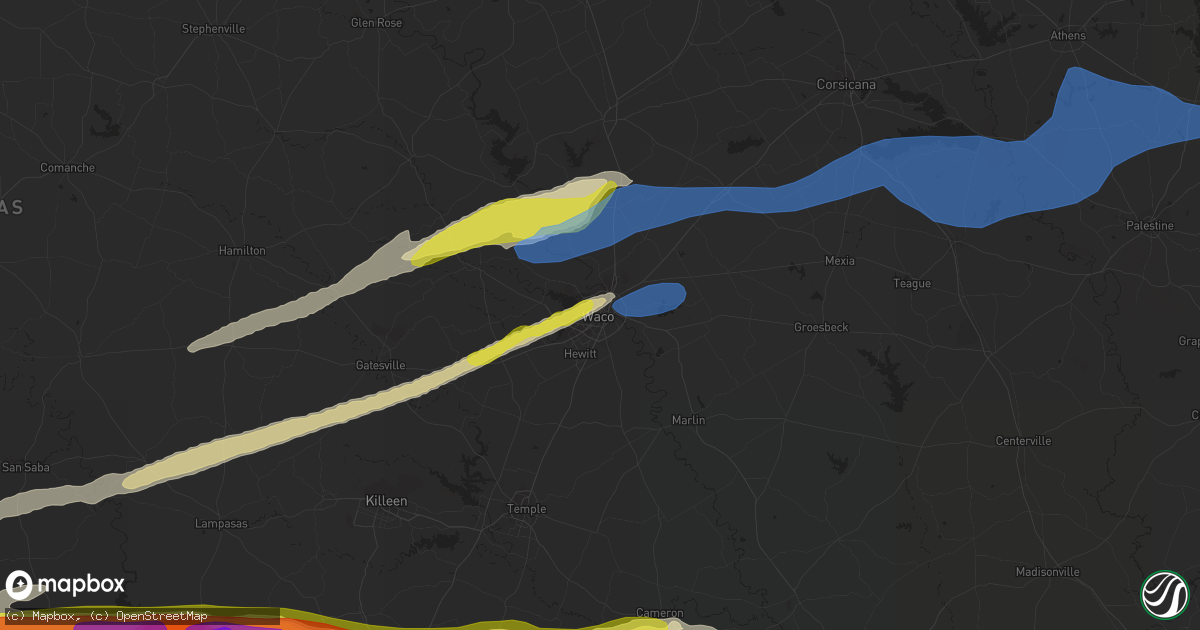 Hail map in Waco, TX on March 22, 2021