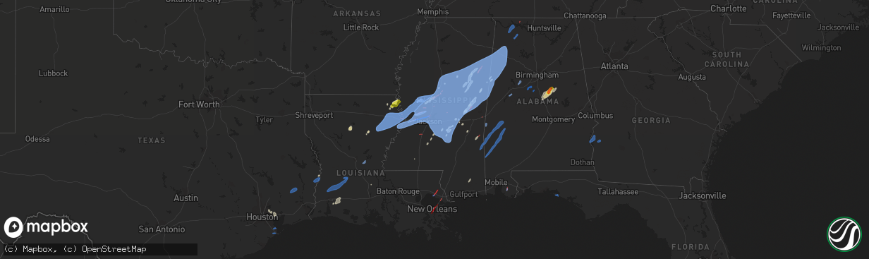 Hail map in Alabama on March 22, 2022