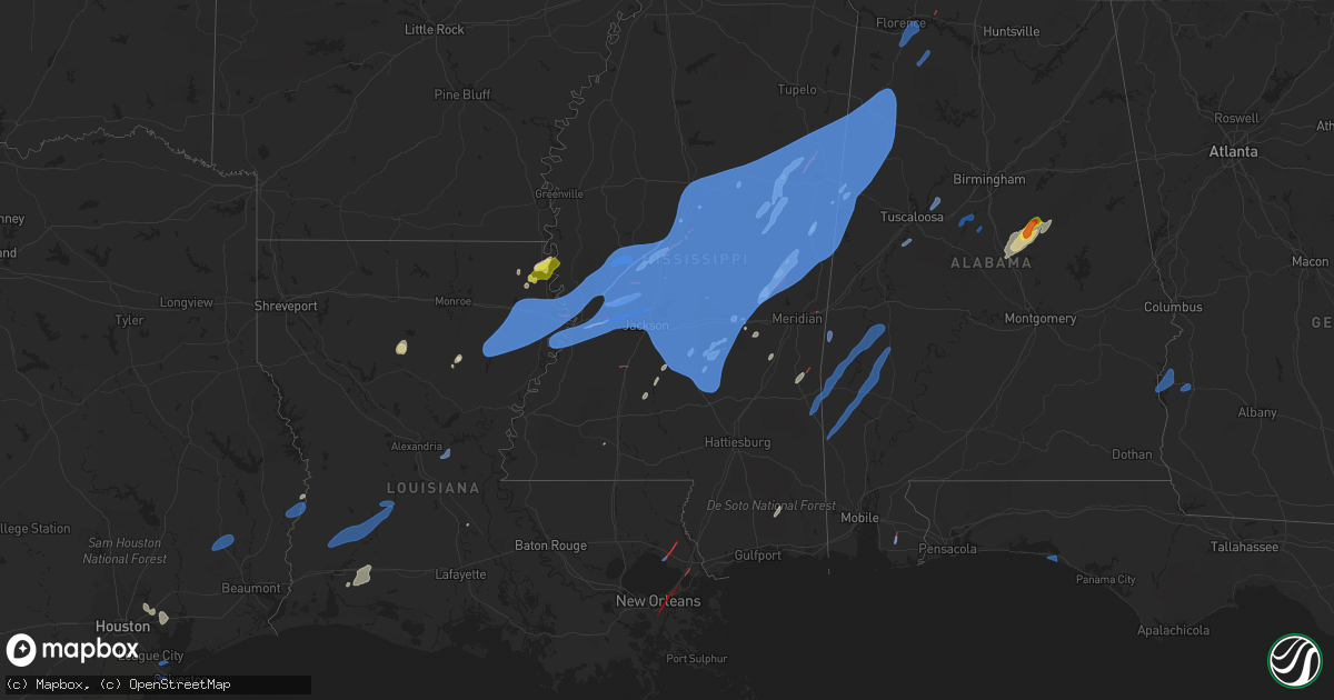 Hail map in Alabama on March 22, 2022