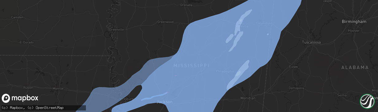 Hail map in Brandon, MS on March 22, 2022