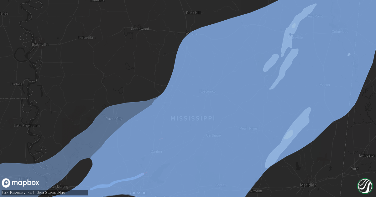 Hail map in Columbus, MS on March 22, 2022