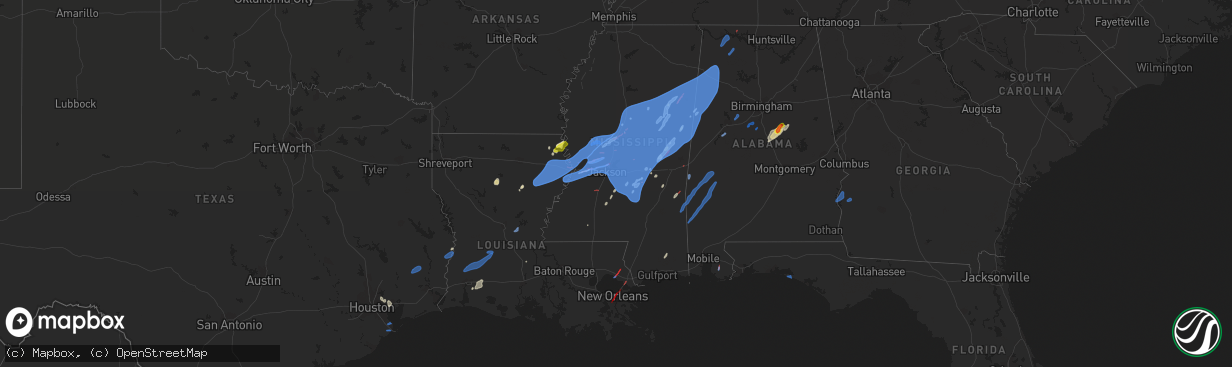 Hail map in Georgia on March 22, 2022