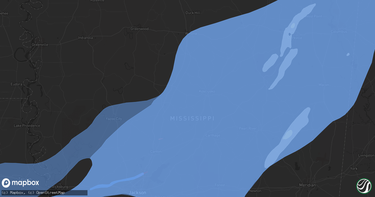 Hail map in Starkville, MS on March 22, 2022