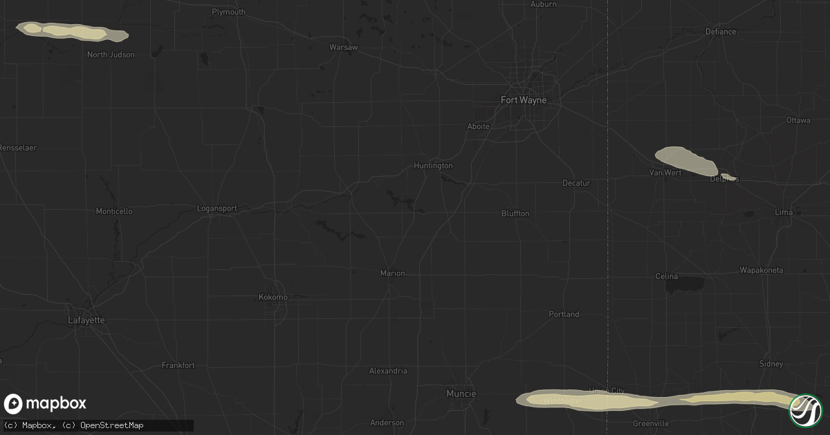 Hail map in Winchester, IN on March 22, 2023