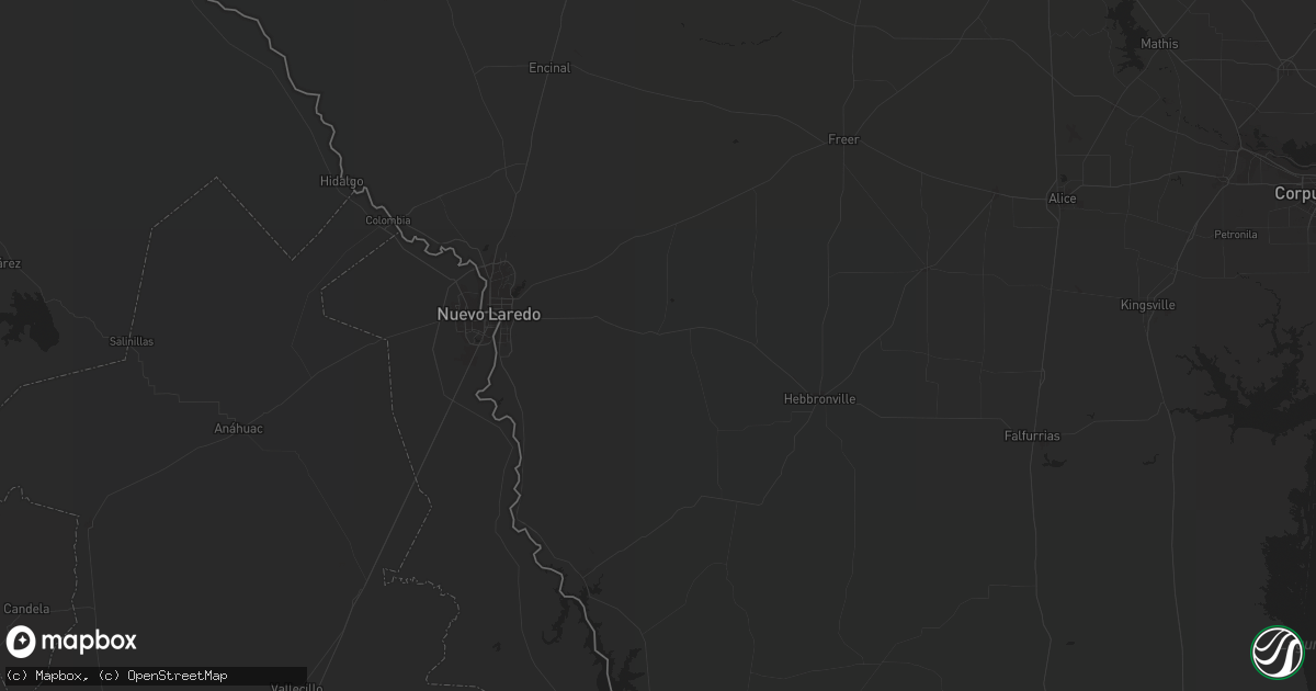 Hail map in Mirando City, TX on March 22, 2024
