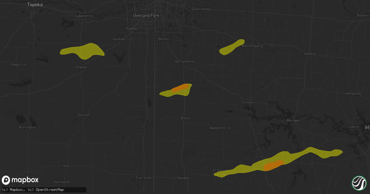 Hail map in Adrian, MO on March 22, 2025