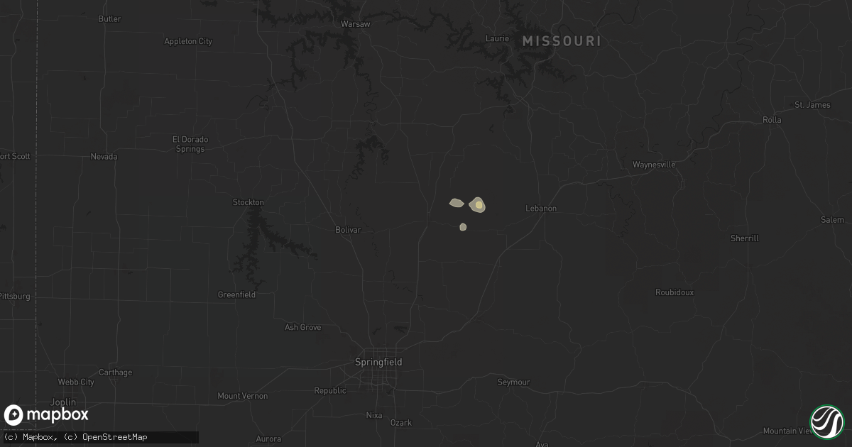 Hail map in Buffalo, MO on March 22, 2025