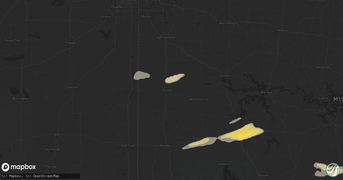 Hail map in Butler, MO on March 22, 2025