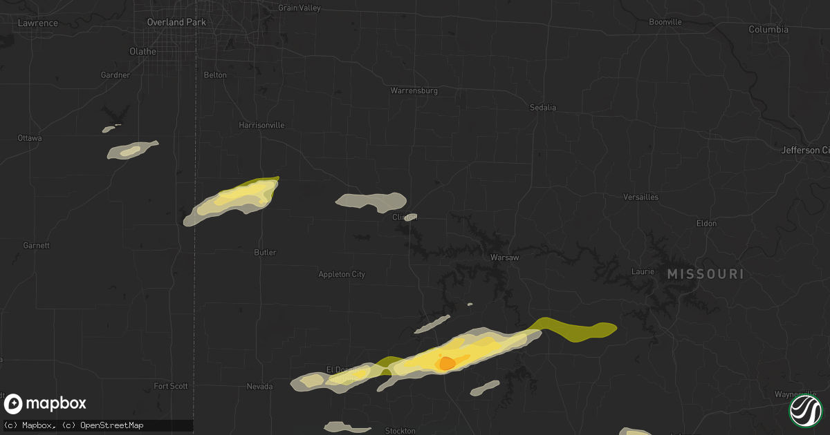 Hail map in Clinton, MO on March 22, 2025